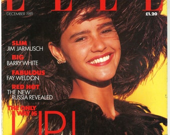 Elle UK Dec 1989 British Original Vintage Fashion Magazine Gift Present Birthday Nadege model cover