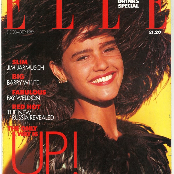 Elle UK Dec 1989 British Original Vintage Fashion Magazine Gift Present Birthday Nadege model cover