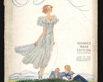Vogue US June 15, 1933 Original Vintage Fashion Magazine Advance trade Edition