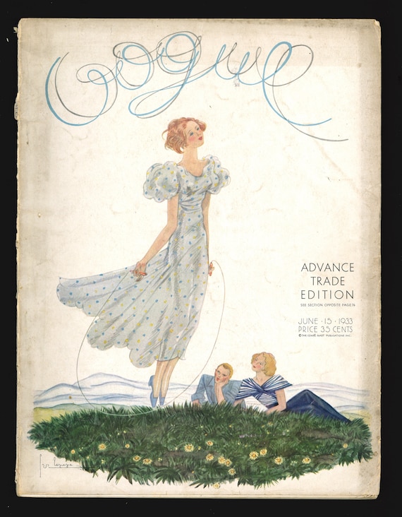 Vogue US June 15, 1933 Original Vintage Fashion Magazine Advance
