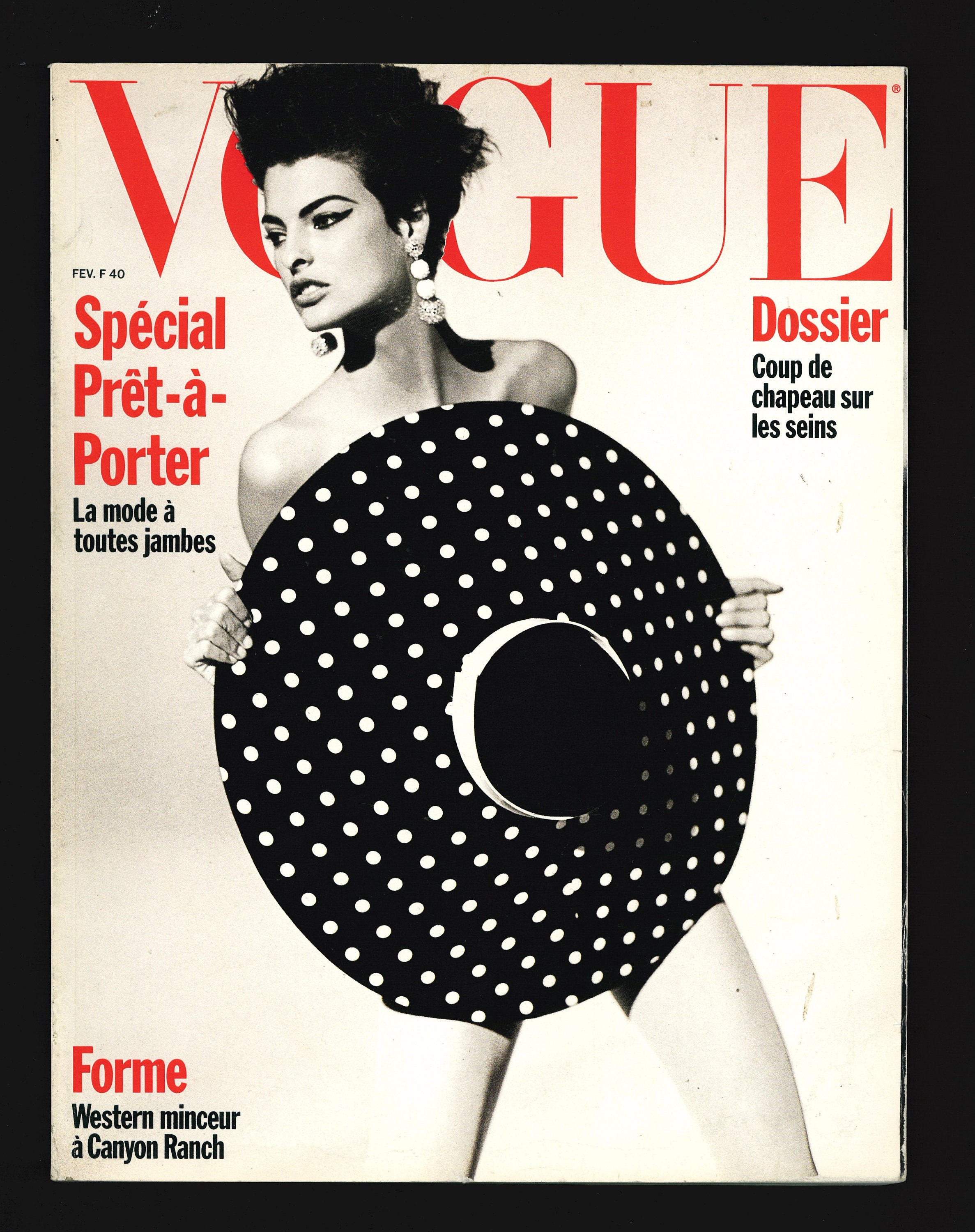 その他 Paris VOGUE covers Vogue Paris Feb 1990 Original Vintage Fashion Magazine Linda