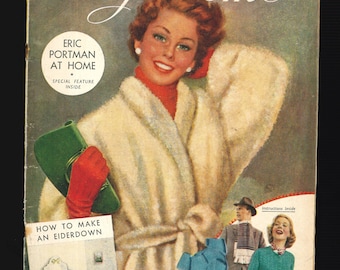 My Home Jan 1955 Original Vintage Damen Magazin Strickmuster Nähen Royalty Kochen