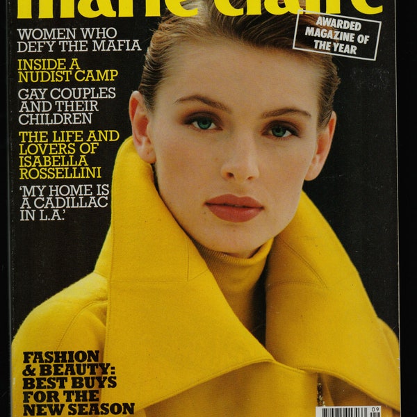 Marie Claire UK Edition Aug 1991 Fashion Magazine Ludmila model cover inside Isabella Rossellini