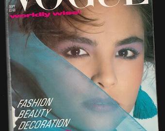 Vogue UK settembre 1984 Collezione British Original Vintage Fashion Magazine Talisa Soto copertina della ragazza di James Bond Licenza di uccidere 40esimo