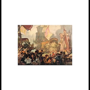 The Doge of Venice Going to the Lido by Frank Brangwyn Original Tear sheet Window Mounted Ready for Framing