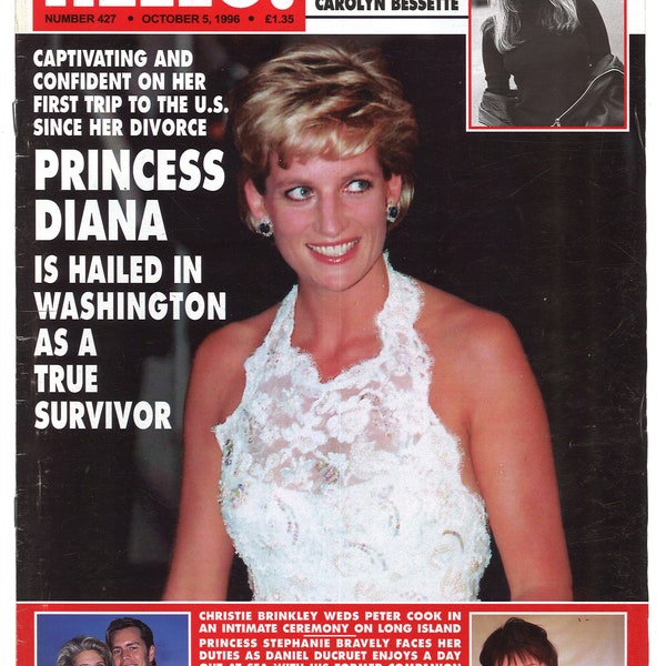 Hello no 427 Oct 5 1996  Original Vintage Weekly News Lifestyle Fashion Magazine Princess of Wales Diana  cover