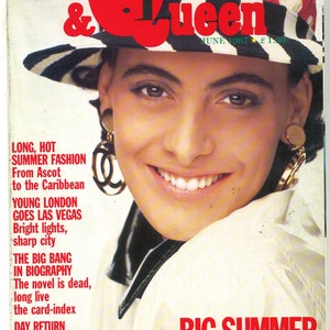 Harpers & Queen June 1987 Original Vintage Fashion Magazine model cover : Inès de La Fressange / Cartier advert