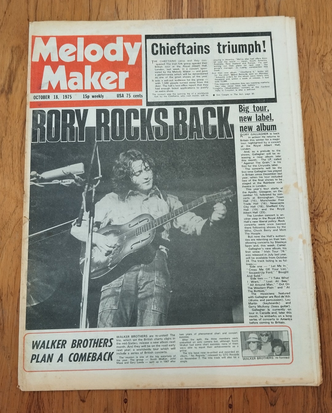Rory Rocks Buy Melody Maker Oct 18 1975 British Pop Newspaper Rory Rocks Back ...