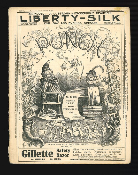 洋書 Punch's Victorian Era (3 vol.) Punch 1912 Bundle of 16 Copies Vintage Original Satire