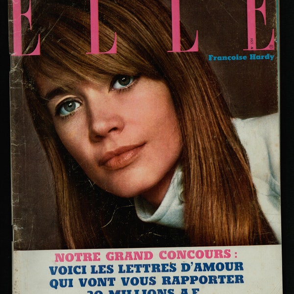 Elle Jan 13 1969 no 1204 French Edition Original Vintage Magazine cover : Francoise Hardy