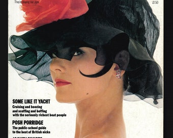 Tatler giugno 1985 vol 280 n. 6 Copertina della rivista di moda vintage britannica Lady Ogilvy, signora Rupert Murdoch Aga Khan