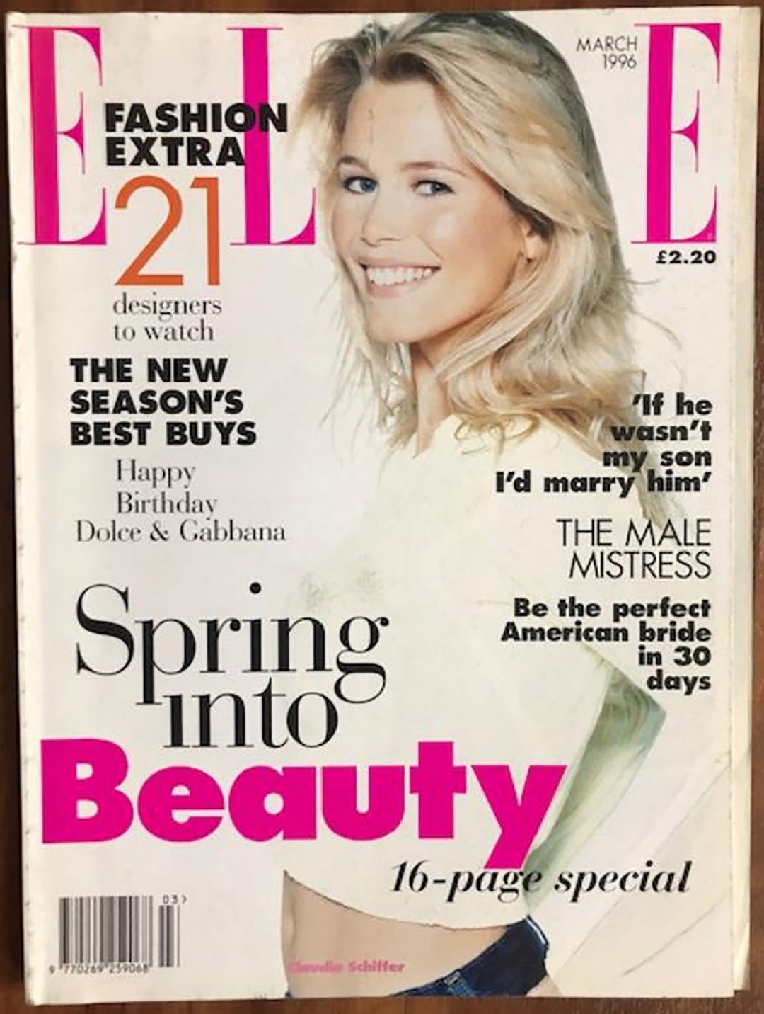 Elle UK March 1996 British Original Vintage Fashion Magazine Gift