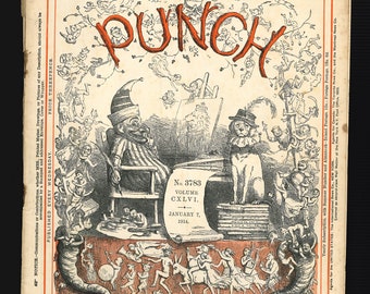 Punch 7 gennaio 1914 Rivista di satira originale vintage