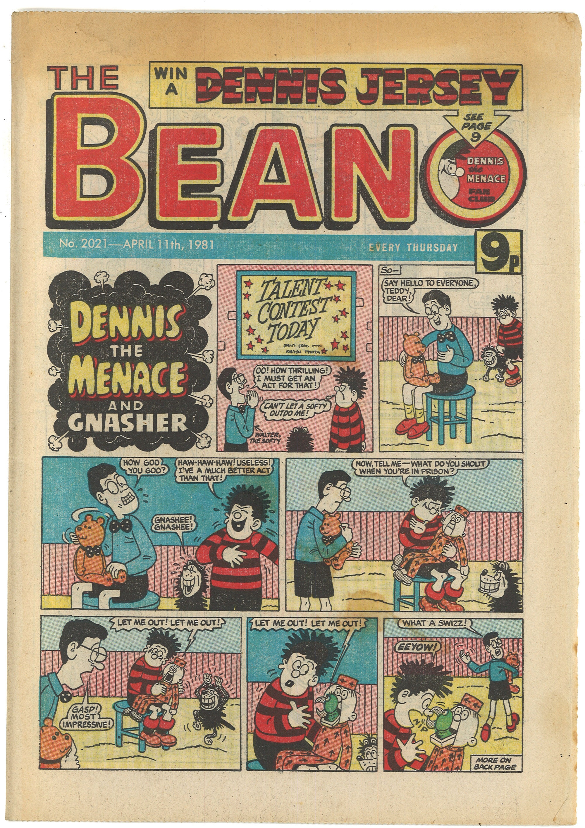 T-shirt Vintage Dennis La Menace (Denis La Malice) Années 50 - Taille L - Occasion Très Bon état