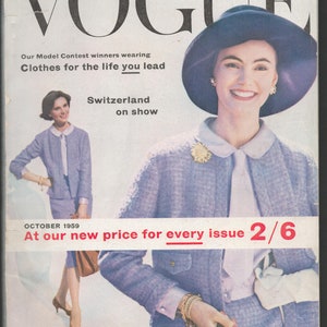 Vogue UK Oct 1959 Original Vintage Fashion Magazine Switzerland on show