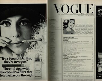 Vogue April 15 1967 Original Vintage Fashion Magazine Twiggy
