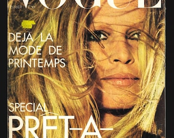 ヴォーグ パリ 1973 年 2 月号 ヴィンテージ オリジナル ファッション マガジンの表紙: ブリジット バルドー スペシャル プレタポルテ