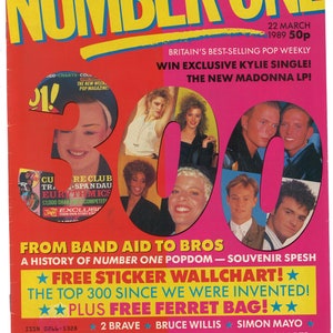 No 1 March 29 1989 Fortnightly British Original Vintage Music Magazine Gift Present Birthday  Bruce Willis inside