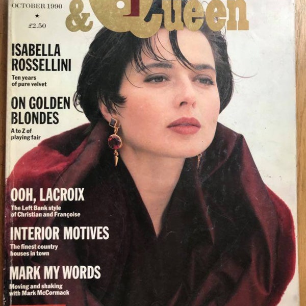 Harpers & Queen UK Oct 1990 Original Vintage Fashion Magazine Gift Birthday Present Isabella Rossellini cover