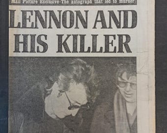 報知新聞 ジョン•レノン 1980年12月10日 ジョン・レノンの死去 イギリスの新聞の見出し 1980年12月10日 x 4