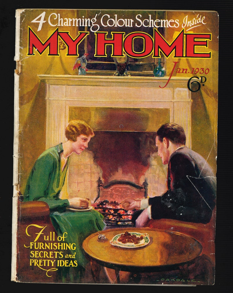 My Home Jan 1930 Original Vintage Damen Magazin Strickmuster Nähen Royalty Kochen Bild 1