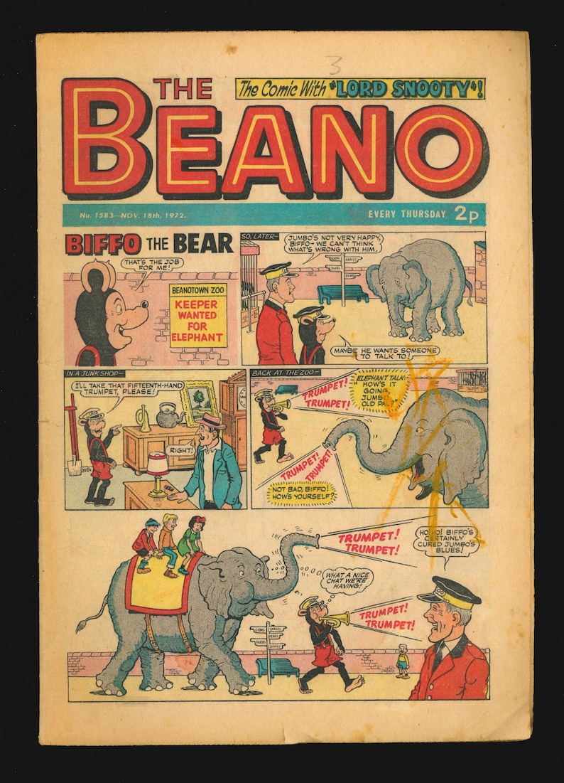 Beano No 1583 Nov 18 1972 UK Original British Vintage Comics Magazine ...