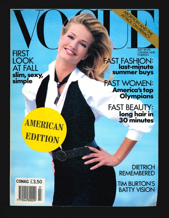 Vogue US July 1992 Original Vintage Magazine Karen Mulder Cover - Etsy