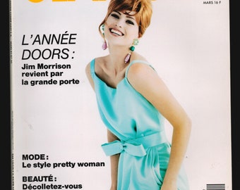 Glamour Nr 31 März 1991 Französisch Original Vintage Mode Magazin Geburtstag Geschenk Daniela Pestova Titelfoto von Andre Carrara
