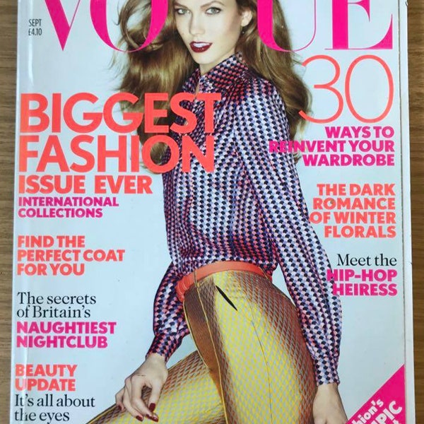 Vogue UK Sept  2012  British  Original Fashion Magazine Gift Present Birthday  Karlie Kloss Cover