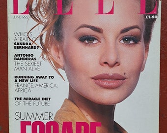 Elle UK June 1992 British Original Vintage Fashion Magazine  Nicky Taylor cover Summer Escape