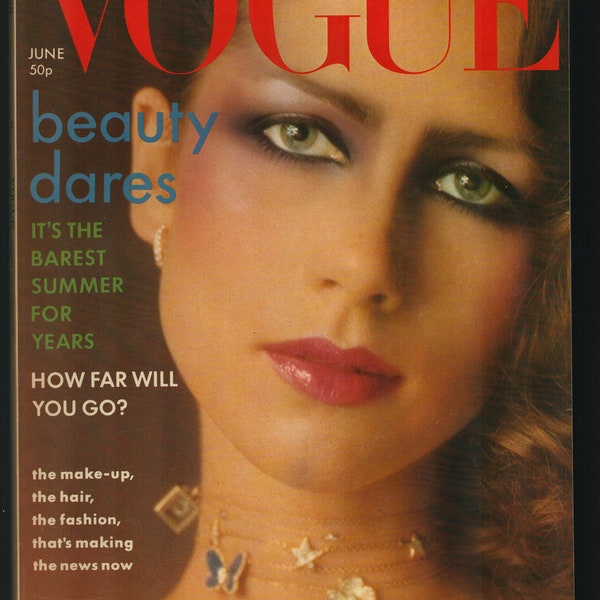 Vogue UK June 1976 British Original Vintage Fashion Magazine Jerry Hall Marie Helvin Cecil Beaton Adam Faith