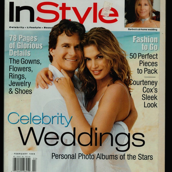 InStyle Feb 1998 Celebrity Lifestyle Beauty cover: Cindy Crawford & Rande Gerber