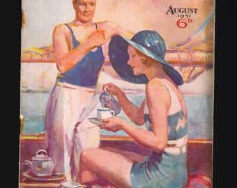 My Home Aug 1931 Original Vintage Women’s Magazine Knitting Patterns Sewing Royalty Cookery