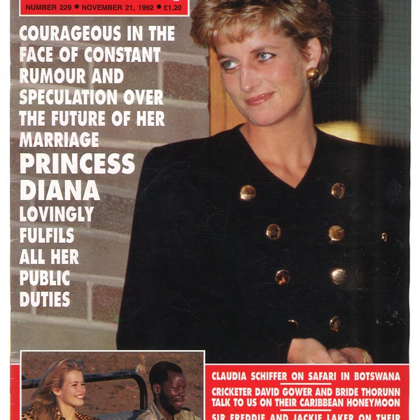 Hello no 229 Nov 21 1992 Original Vintage Fashion  Magazine Princess of Wales Diana  cover