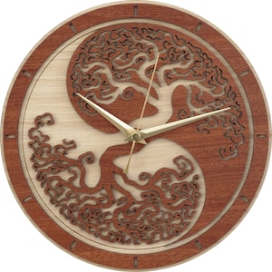 Yin Yang Tree of Life Clock in wood Limited Production image 1