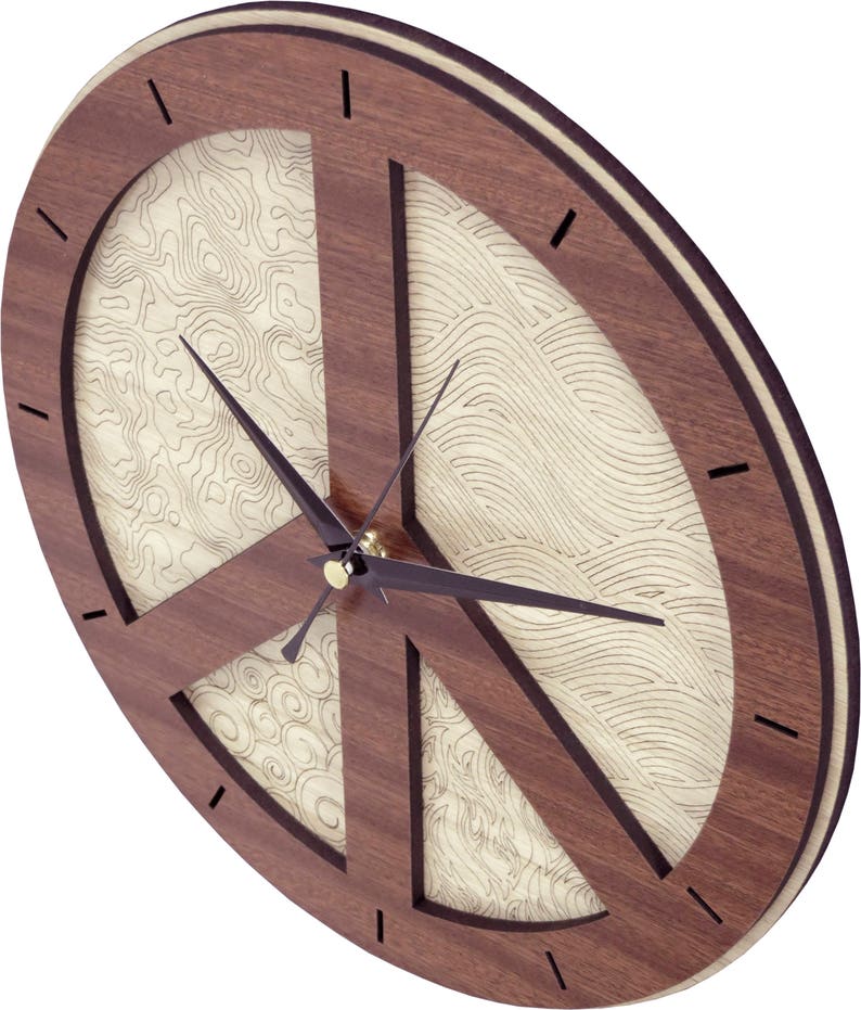 Peace Clock in wood image 7