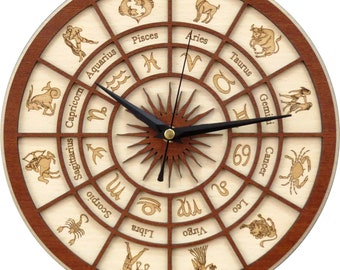 Zodiac Clock in wood