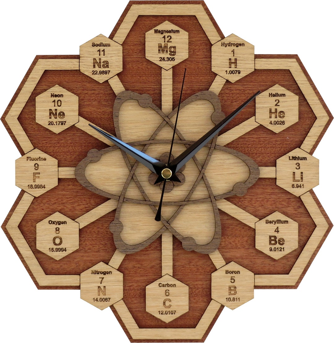 Periodic Table Wooden Clock: Science Handmade in UK