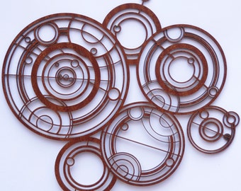 Doctor Who Gallifreyan sign in wood, inspired by the Doctor's Crib / Cot