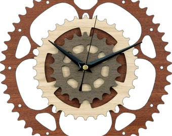 Gears Clock in wood / Bike Clock / Bicycle Clock / Motorcycle Clock