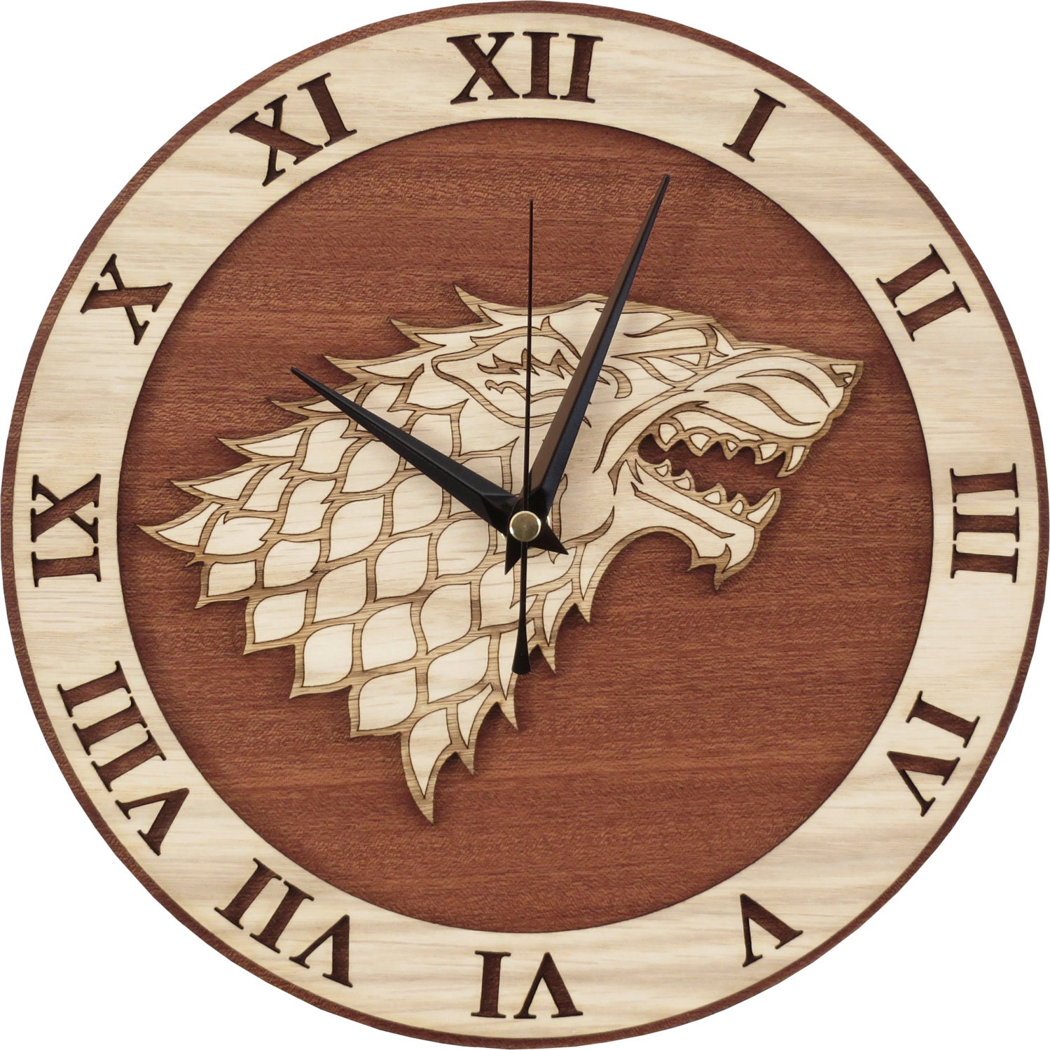 Stark Clock in wood Game of Thrones Clock Etsy