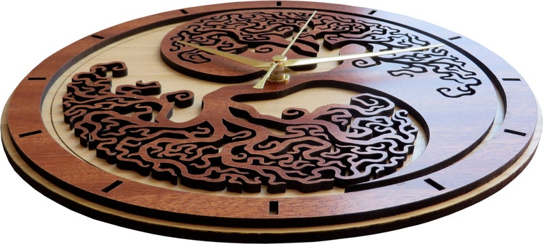 Yin Yang Tree of Life Clock in wood Limited Production image 2