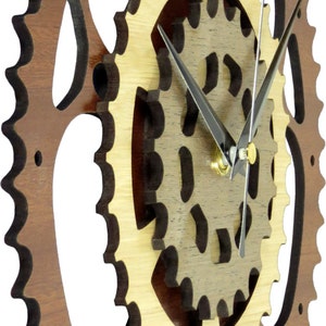 Zahnräder Uhr aus Holz / Fahrraduhr / Fahrraduhr / Motorraduhr Bild 2