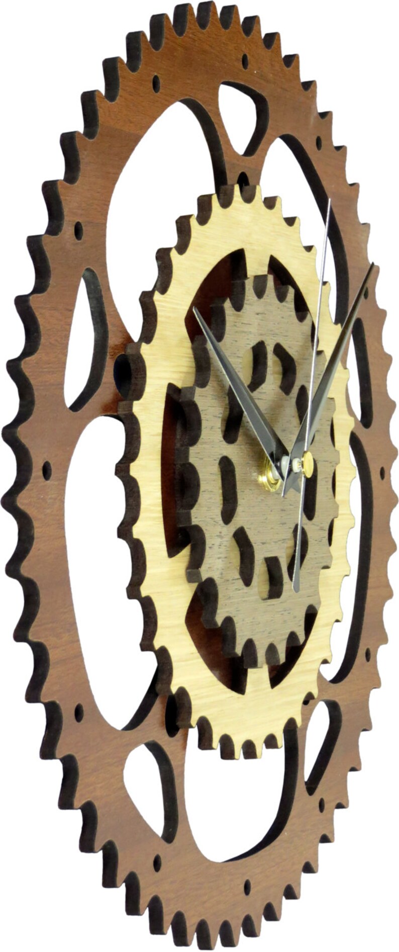 Zahnräder Uhr aus Holz / Fahrraduhr / Fahrraduhr / Motorraduhr Bild 2