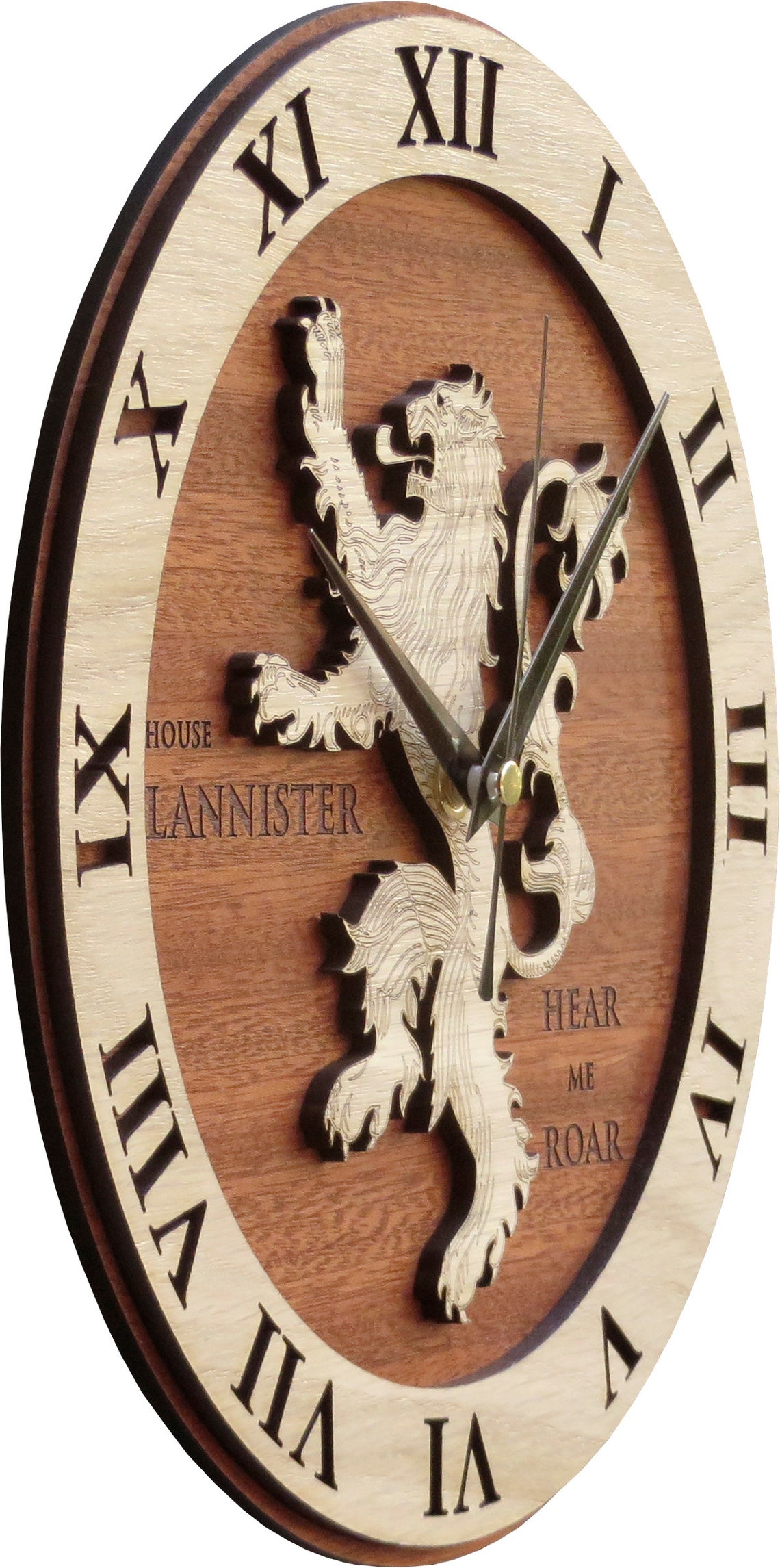 Lannister Clock in Wood Game of Thrones Clock Etsy