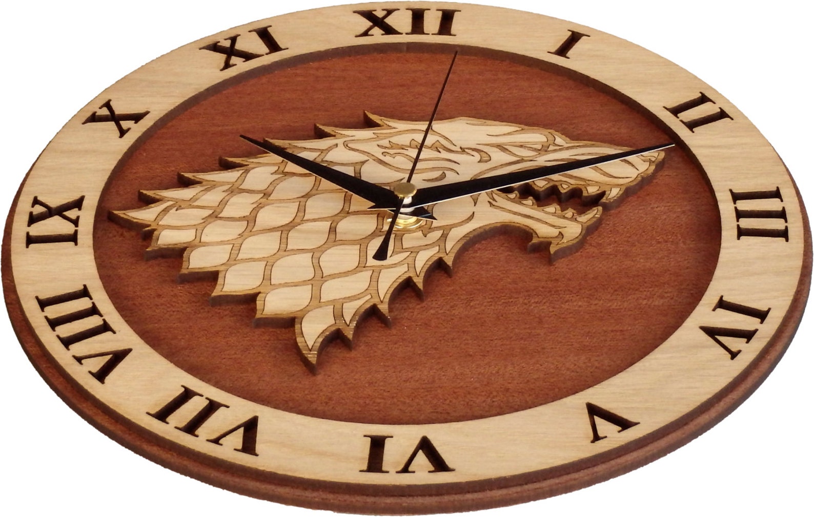 Stark Clock in Wood Game of Thrones Clock Etsy