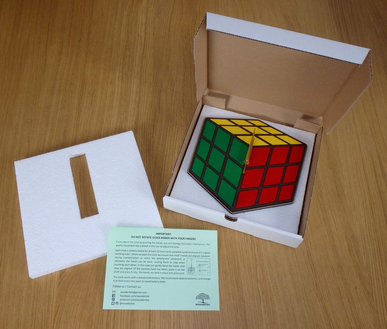 Rubik Clock in wood, Rubik Cube Clock, inpired by the 3x3 Rubik Cube Limited Production image 4