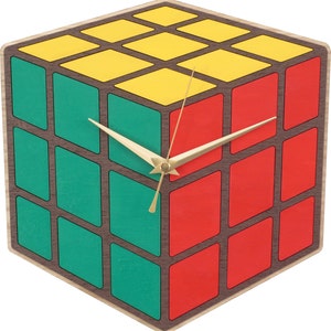 Rubik Clock in wood, Rubik Cube Clock, inpired by the 3x3 Rubik Cube Limited Production image 1