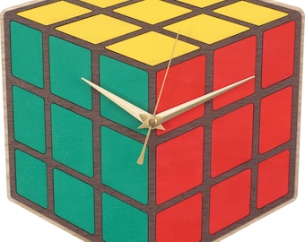 Rubik Uhr in Holz, Rubik Würfeluhr, inspiriert vom 3x3 Rubik Würfel - Limitierte Produktion