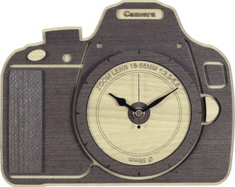 Camera Clock in wood